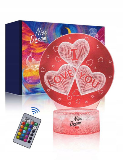 Lampka nocna LED 3D – serce, dekoracyjna