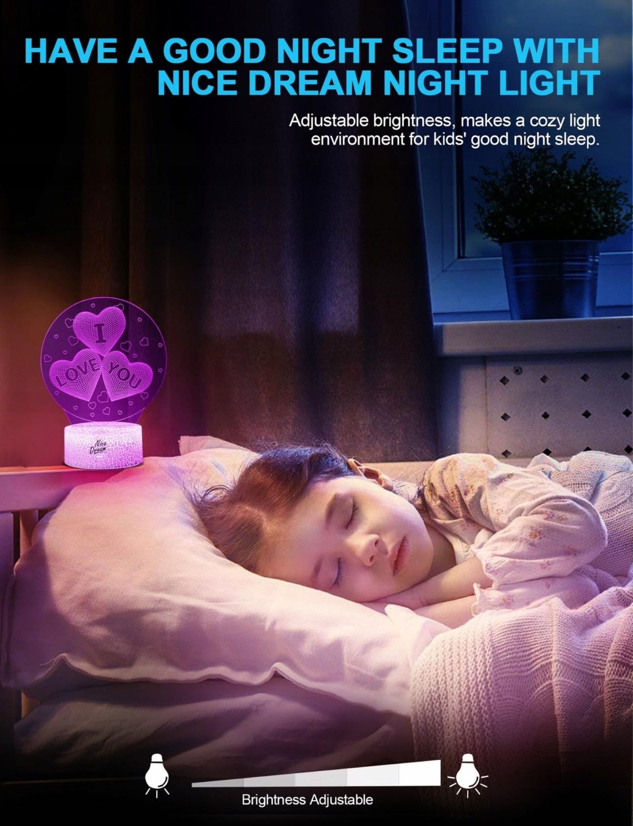 Lampka nocna LED 3D – serce, dekoracyjna