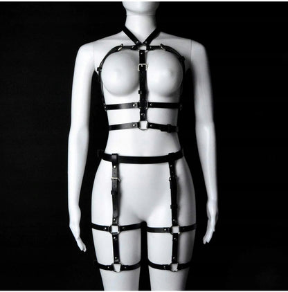 seksowne damskie skórzane szelki paski udo pierścienie pasek BDSM