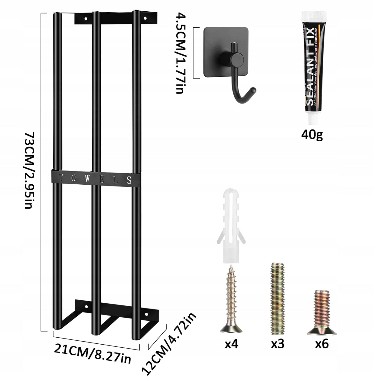 wieszak stojak na reczniki styl loft mocowany do ściany