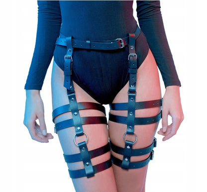 seksowne damskie skórzane szelki paski udo pierścienie pasek BDSM